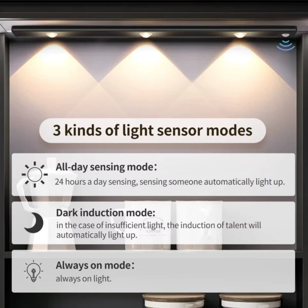 LED Ultra Thin Under Cabinet Lights Motion Sensor night light Wireless 3Color Dimmable For Kitchen Cabinet Bedroom Wardrobe Ligh