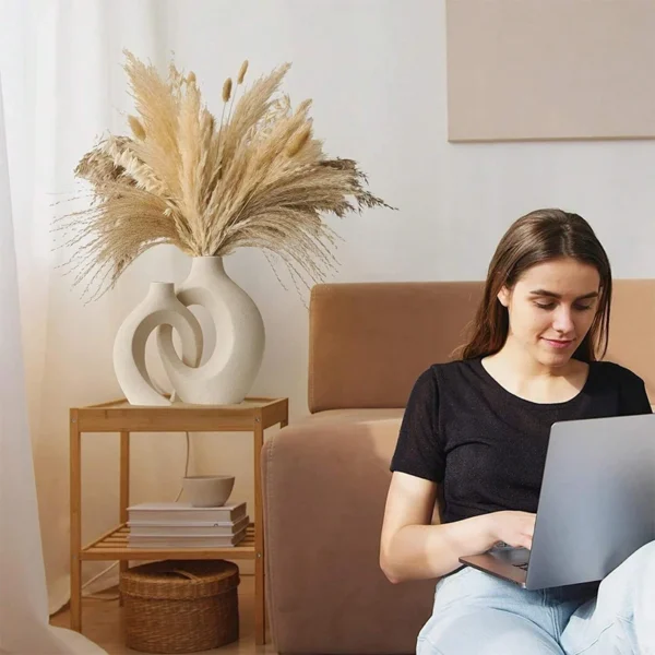 European Style White Plastic Vase Set Simple Creative Home Decor for Living Room Entryway TV Cabinet