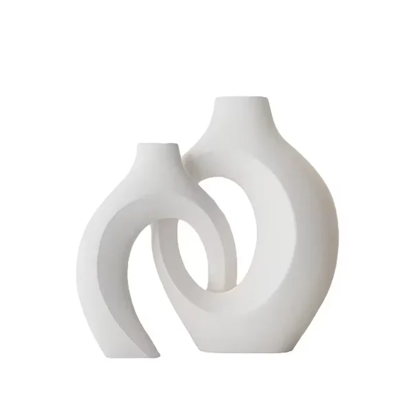 European Style White Plastic Vase Set Simple Creative Home Decor for Living Room Entryway TV Cabinet
