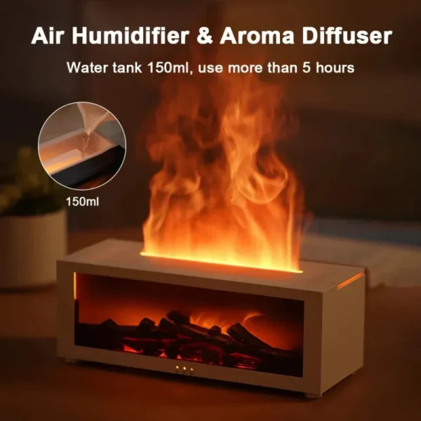Flame Mist: 3D Fire Effect Aroma Diffuser & Humidifier with Remote – Ultra-Quiet Cool Mist, Auto Shut-Off & Essential Oil Compatible for Home & Office