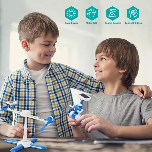 6-in-1 Solar Science Kit, Powered by Sunlight, Can Be Assembled into Various Shapes, Suitable for Boys and Girls, for Indoor and Outdoor Play