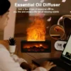 Flame Mist: 3D Fire Effect Aroma Diffuser & Humidifier with Remote – Ultra-Quiet Cool Mist, Auto Shut-Off & Essential Oil Compatible for Home & Office