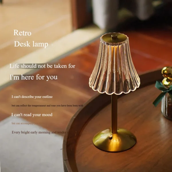Table lamp bedroom, bedside lamp light luxury diamond crystal lamp high-end atmosphere lamp charging touch small night lamp