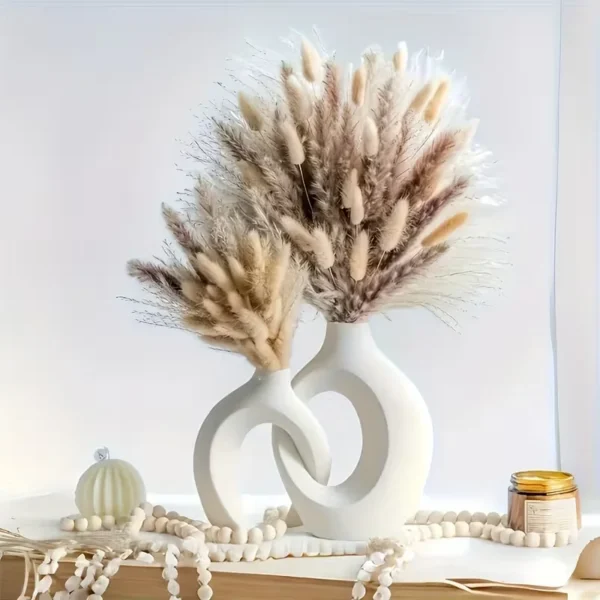 European Style White Plastic Vase Set Simple Creative Home Decor for Living Room Entryway TV Cabinet