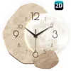 Modern Simple Silent Wall Clock, Moon Design - Quartz Movement, Wooden Material, for Bedroom, Living Room or Office Decoration