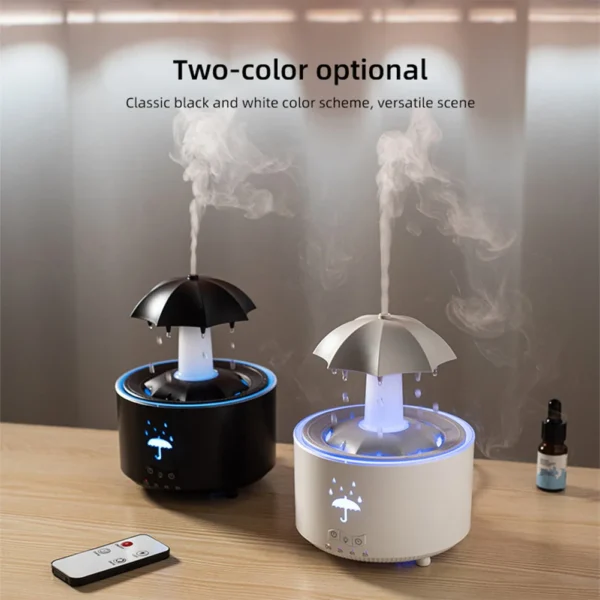 Remote Control Umbrella Waterdrop Aromatherapy Machine Ultrasonic Air Humidifier with LED Light for Home Aroma Diffuser