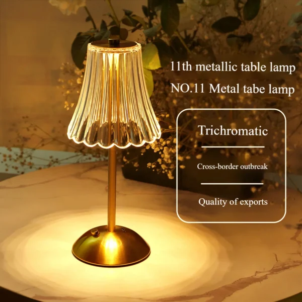 Table lamp bedroom, bedside lamp light luxury diamond crystal lamp high-end atmosphere lamp charging touch small night lamp