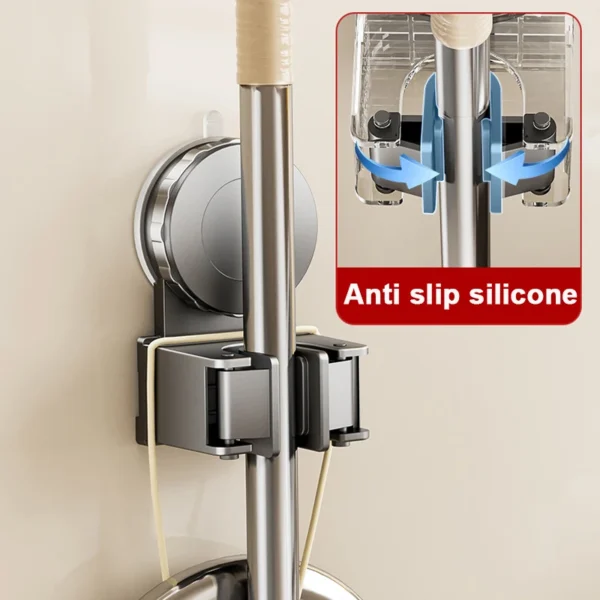 Wall Mount Suction Cup Mop clip Vacuum Sucker Kitchen Bathroom Mop Broom Brush storage Rack Waterproof Mop Holder Organizer Shel