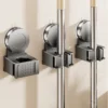 Wall Mount Suction Cup Mop clip Vacuum Sucker Kitchen Bathroom Mop Broom Brush storage Rack Waterproof Mop Holder Organizer Shel