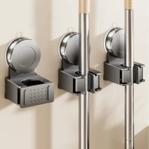 Wall Mount Suction Cup Mop clip Vacuum Sucker Kitchen Bathroom Mop Broom Brush storage Rack Waterproof Mop Holder Organizer Shel