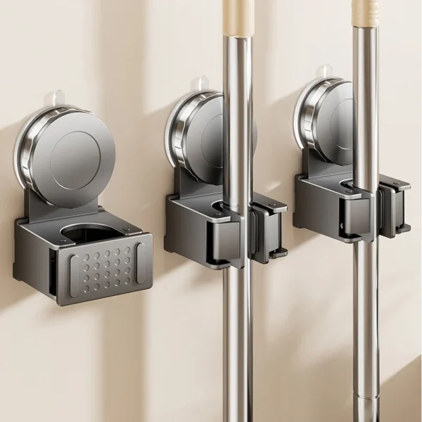 Wall Mount Suction Cup Mop clip Vacuum Sucker Kitchen Bathroom Mop Broom Brush storage Rack Waterproof Mop Holder Organizer Shel