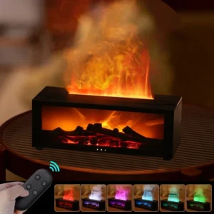 Flame Mist: 3D Fire Effect Aroma Diffuser & Humidifier with Remote – Ultra-Quiet Cool Mist, Auto Shut-Off & Essential Oil Compatible for Home & Office