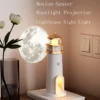 Moon Projection Lighthouse Lamp with Bluetooth Speaker – Remote Control Motion Sensor Night Light | Romantic Ambient Decor