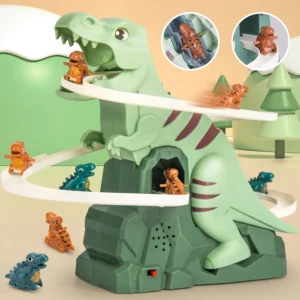 Dinosaur climbing slide music toy with 3 dinosaurs, puzzle fun electric slide toy car.