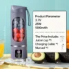 Portable juicer, handheld blender, USB charging juice maker, suitable for making smoothies, milkshakes, and fruit juices