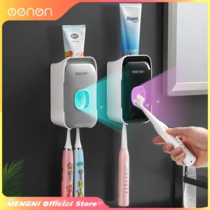 MENGNI -Automatic Toothpaste Dispenser Squeezer With Toothbrush Holder Wall Mounted Bathroom Accessories Sets