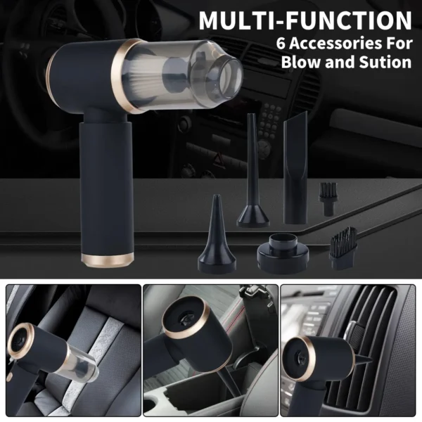 Mini Car Vacuum Cleaner Charging High Power Handheld Cordless Vacuum Cleaner and Air Duster Keyboard Duster for Home Office Pet