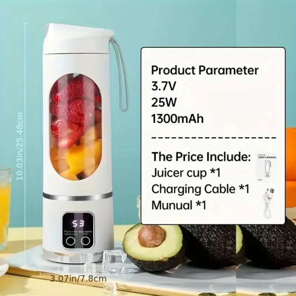 Portable juicer, handheld blender, USB charging juice maker, suitable for making smoothies, milkshakes, and fruit juices