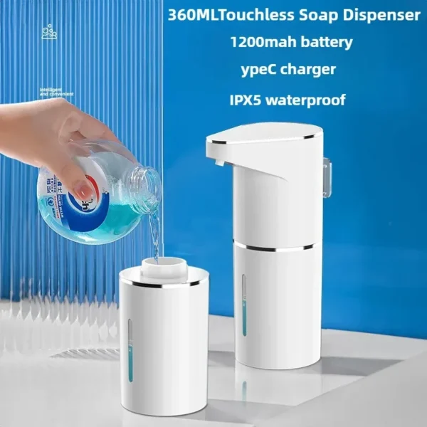 Smart Automatic Soap Dispenser: Touchless Foam Sensor, USB-C Rechargeable & Dual Wall/Countertop Mount