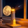 Moon Projection Lighthouse Lamp with Bluetooth Speaker – Remote Control Motion Sensor Night Light | Romantic Ambient Decor