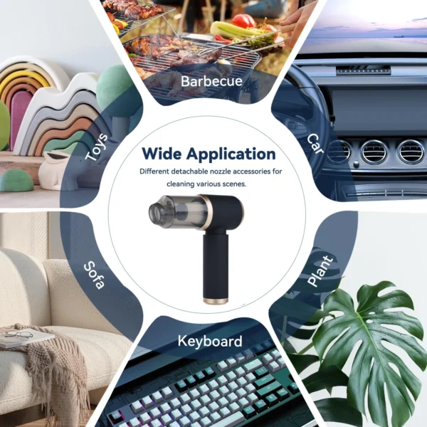 Mini Car Vacuum Cleaner Charging High Power Handheld Cordless Vacuum Cleaner and Air Duster Keyboard Duster for Home Office Pet